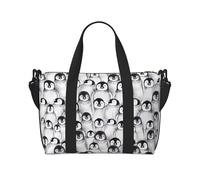 Cute Penguins Sketch Print obliquo attraverso la mano borsa da viaggio in poliestere donne uomini borsone da notte borsone tote bag a mano, nero, taglia unica, Nero, One Size