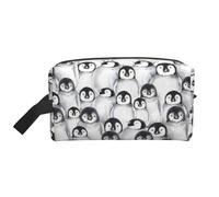 Cute Penguins Sketch Print Travel Makeup Portable Cosmetic Organizer Pouch Large Bag Capacity Storage Bag
