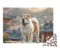 Cute Pet Dog 1000 Pezzi Puzzle Divertente Intrattenimento Creativo Shar Pei on Wall Puzzle Stimolare La Creatività Per Bambini E Adulti 38x26cm/1000pcs