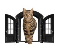Cute Pet Door - Escape Proof Cat House, French Style with Frame, Secure Locking, Door Frame, Home Safety for Small Medium Breed Access Bedroom Garage Interior Outdoor Wall Doorway Patio