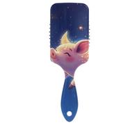 Cute Pet Pig Starry Night Blue spazzole per capelli delicati per le donne sottili Progettato massaggiatore del cuoio capelluto per capelli corti con manico ergonomico cepillos para cabello