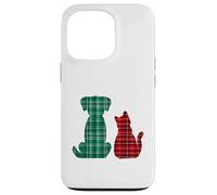 Cute Pets Cat Dog Christmas Holidays Buffalo Plaid XMAS Custodia per iPhone 13 Pro