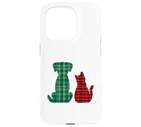 Cute Pets Cat Dog Christmas Holidays Buffalo Plaid XMAS Custodia per iPhone 15 Pro