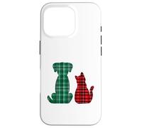 Cute Pets Cat Dog Christmas Holidays Buffalo Plaid XMAS Custodia per iPhone 16 Pro