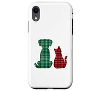 Cute Pets Cat Dog Christmas Holidays Buffalo Plaid XMAS Custodia per iPhone XR