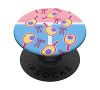 Cute Pickleball Bow Design in Pink and Blue Court PopSockets PopGrip Adesivo