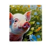 Cute Pig - Copertina grande sostituibile per libri, in pelle sintetica, riutilizzabile, adatta per notebook da 24,9 x 28 cm