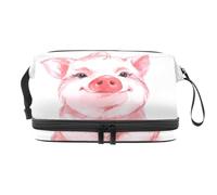 Cute Pig - Trousse a doppio strato per cosmetici per donne e ragazze, borsa da viaggio per trucchi, pratica borsa organizer con scomparto per pennelli, Multi, 27x15x14 cm/10.6x5.9x5.5 in, Beauty case