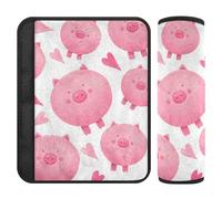 Cute Piggy Love Heart Pink - Due confezioni di fodere per cinture di sicurezza, coprisedili per cinture di sicurezza, adatti per vari usi, fodere per cinghia del passeggino