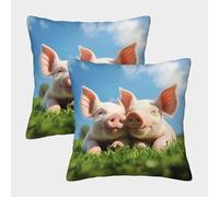 Cute Piglets Lying-Farm Animal Photography Style Federe Cuscini Per Divano Decorativa Art Fodere Cuscino Set 2 Pezzi Cerniera Invisibile Letto Casa Camera 40x40cm