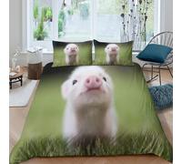 cute pigletSet Di Copripiumino morbida Set di 3 Pezzi stampa 3D cerniera nascosta farm animal style copripiumino incluso federe aiosa ultra morbido e traspirante for bambini Single（135x200cm）