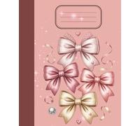 Cute Pink Bow Wide Ruled Composition Notebook - Coquette Aesthetic School Book for Girls, 7.5x9.25, 150 Pages, Blush Pink Sparkle Cover