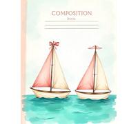 Cute Pink Bows And Vintage Ocean Coquette Composition Notebook: 120 Pages, with Watercolor Cover Design, ideal for Drawing, Journaling, School Notes, ... Cover Design, ideal for Drawing, Jo