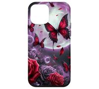 Cute Pink Floral Rose Butterfly Design Purple Flower Galaxy Custodia per iPhone 12 mini