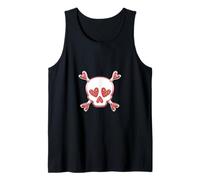 Cute Pink Heart Skull And Crossbones Canotta