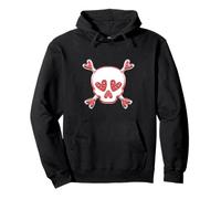 Cute Pink Heart Skull And Crossbones Felpa con Cappuccio