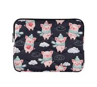Cute Pink Pig - Custodia trapuntata nera per computer portatile, con imbottitura antiurto, borsa da viaggio leggera e sottile, grande