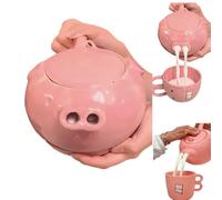 Cute Pink Piglet Ceramic Teapot and Cup Set - Funny Ceramic Pig Teapots, Creative Water Comes Out of The Pig's Nose Kettle, for Gifts & Home Use (#Teapot)