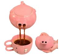 Cute Pink Piglet Ceramic Teapot And Cup Set, Funny Ceramic Pig Teapots, Cute Pig Nose Kettle With Matching Little Rabbit Mugs, Coffee Mug Tea Cup With Handle Gifts For Women Men Home Office Decor