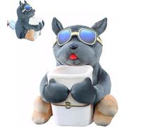 Cute Plush 2-in-1 Car Tissue Box & Trash Can, Adorable Dog Cartoon Design, Multifunctional Storage for Front/Back Seats & Armrest, Soft Decorative Animal Organizer (Gray)