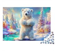 Cute Polar Bear Cub Stands Upright Puzzle Da 1000 Pezzi Polar Bear Pattern Giochi Di Puzzle Per La Famiglia Per Tutte Le Età 70x50cm/1000pcs