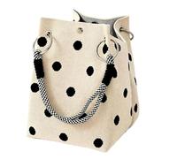 Cute Polka Dot Handbag for Women - Classic Dot Print, Roomy, Everyday Chic, Soft Rope Handle, Vintage Casual Tote Bag (White)