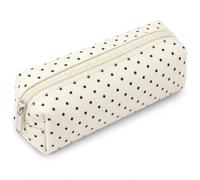 Cute Polka Dot Pencil Case, Zipper Pen Pouch for Office & Travel (Beige)