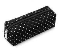 Cute Polka Dot Pencil Case, Zipper Pen Pouch for Office & Travel (Black)