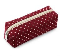 Cute Polka Dot Pencil Case, Zipper Pen Pouch for Office & Travel (Burgundy)
