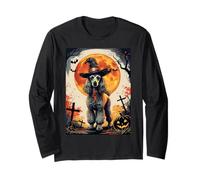 Cute Poodle Dog Witch Spooky Ghost Halloween Costume Maglia a Manica