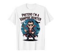 Cute Pretend I'm A Vampire Hunter Cartoon Spooky Night Maglietta