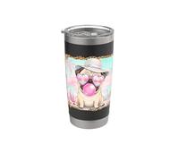 Cute Pug Blowing Bubble Gum Beach Summer Bicchiere termico in acciaio inox doppia parete