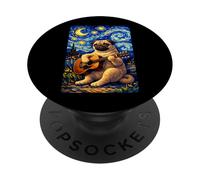 Cute Pug Dog Playing Guitar Whimsical Art Music Camping PopSockets PopGrip Adesivo