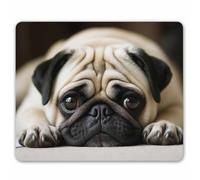 Cute Pug Dog Tappetini Mouse Durevole Tappetino per Mouse Bordo Cucito Mousepad per Laptop Pc Casa 25X30Cm