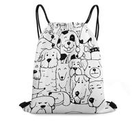 Cute Pug Dogs Borsa con Cordoncino Unisex Borsa Palestra Regolabile Zaino con Cordone per Spiaggia Shopping Yoga 36X42Cm