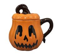 Cute Pumpkin Face Cup - Kids haloween Ceramic Drinkware | 350ml Cartoon Hot Chocolate, Latte, Milk Tea Mug | Fall Coffee Mug with Handle, Festive Orange Gifting Item for School Lunch, Kitchen, Home