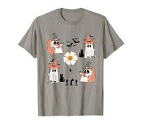Cute Pumpkin Ghost Boo Cat Bats Pattern Halloween Maglietta