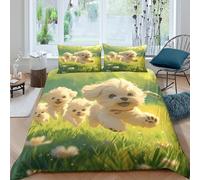 Cute PuppiesSet Di Copripiumino morbida 3 pezzi motivo 3D con cerniera Cartoon Playful copripiumino incluso federe aiosa ultra morbido e traspirante for bambini adulti ragazzi King（220x240cm）