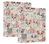 Cute Puppy and Bones - Raccoglitori a 3 anelli, contiene 200 fogli, confezione da 2