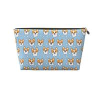 Cute Puppy CorgiPrint - Trousse da viaggio per cosmetici, da donna, in pelle, organizer per trucchi