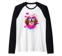 Cute Puppy Love Vibrant Dog Art Maglia con Maniche Raglan
