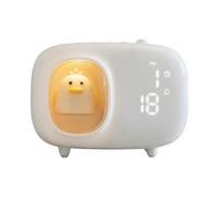 Cute Pure White Cat Night Light for Bedroom with Alarm Clock