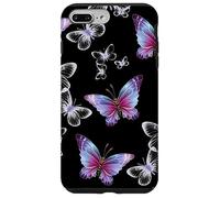 Cute Purple and Blue Butterfly Pattern Nature On Black Custodia per iPhone 7 Plus/8 Plus