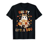 Cute Quilty Little Boo Halloween Ghost Autunno Patchwork Quilt Maglietta