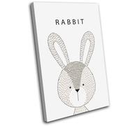 Cute Rabbit Animal For Kids Room SINGLE TELA parete arte foto stampa