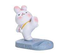 Cute Rabbit Cell Phone Stand, Cartoon Resin Bunny Phone Holder Desk Decor for Office Home Student Room Decoration Durable Lightweight Resin Material 5.3oz (Kicking)