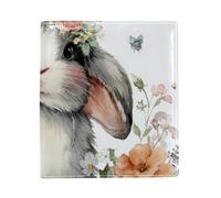 Cute Rabbit - Copertina grande sostituibile per libri, in pelle PU, riutilizzabile, adatta per notebook da 24,9 x 28 cm
