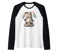 Cute Rabbit GNOME with Bunny Ears Hat for Women Girls Easter Maglia con Maniche Raglan