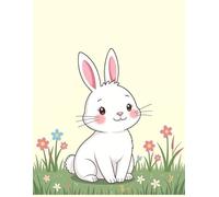 Cute Rabbit Theme Notebook For Kids with Lemon Yellow Background-8.5x11 inch, 200 Wide Ruled Pages, Matte Finish Cover: Adorable Rabbit Theme Journal, Bunny Rabbit Stationery for Kids, Girls, Teens & Women, Gifts for Rabbit Lovers