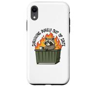 Cute Raccoon Dumpster Fire Surviving Purely Out Of Spite Custodia per iPhone XR